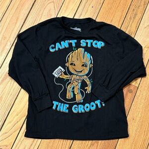 Marvel Kids Black and Blue Groot Guardians of Galaxy Long Sleeve Tee boys large